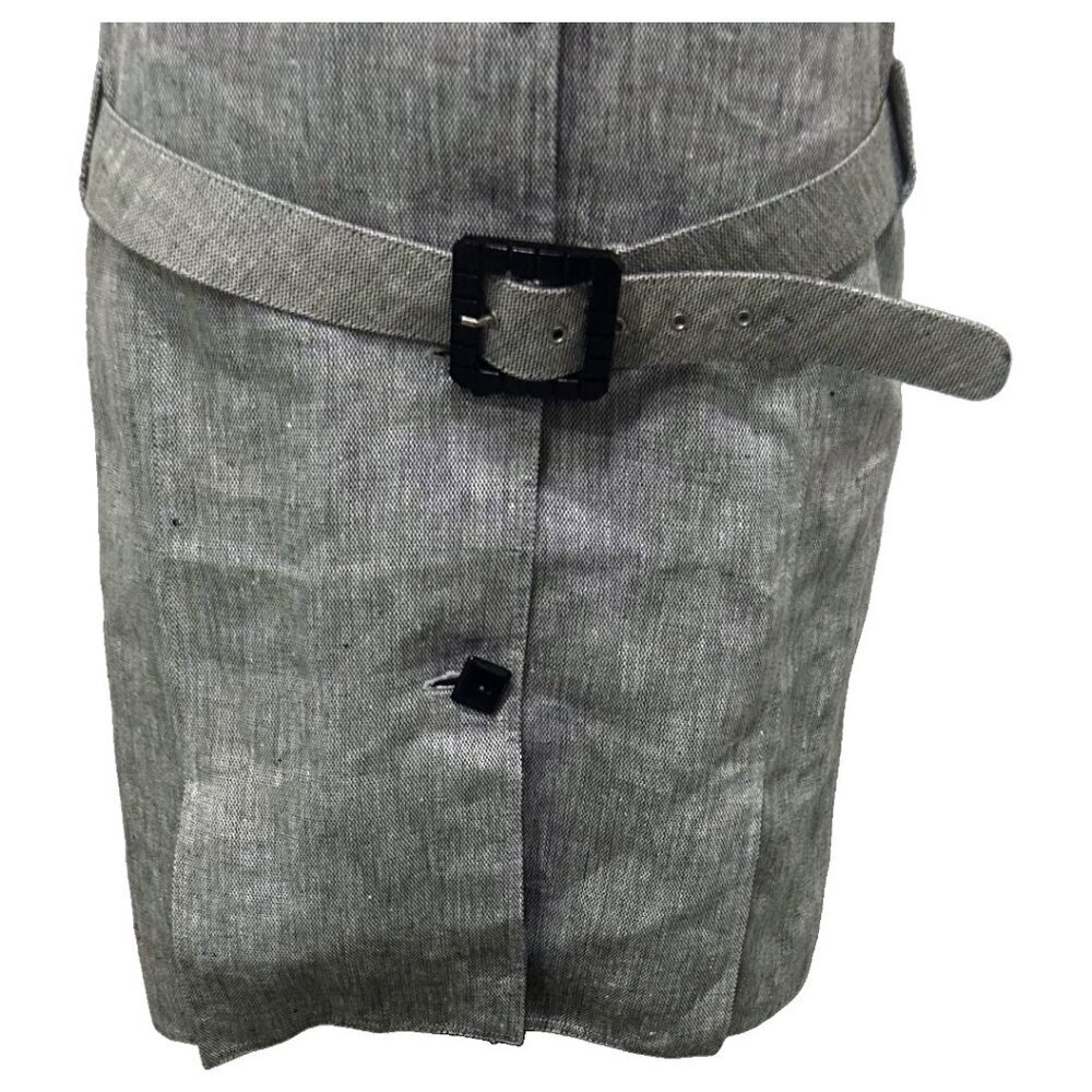 Genny Italy Linen Dress Size 8 Grey Belted Knee-Length - Picture 7 of 16